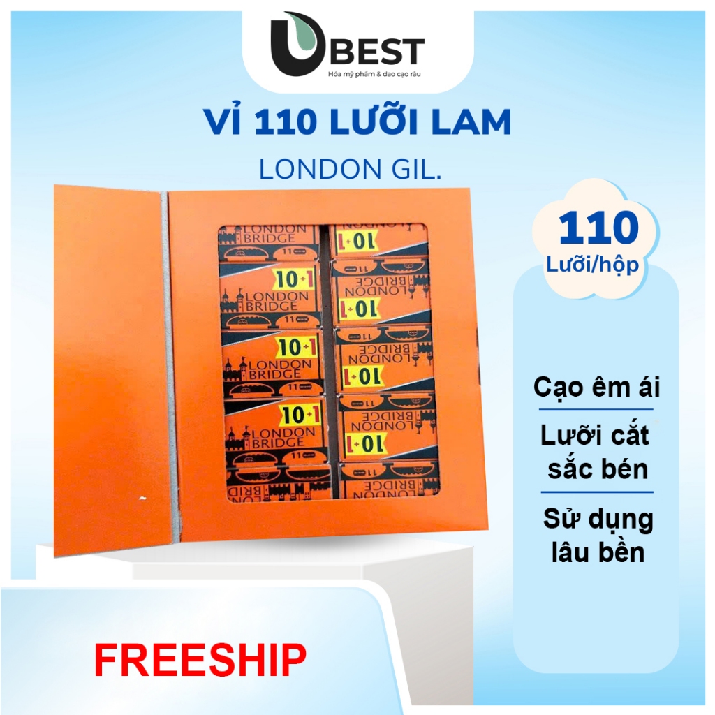 Vỉ 100 lưỡi lam Gillette London (tặng thêm 10 lưỡi)