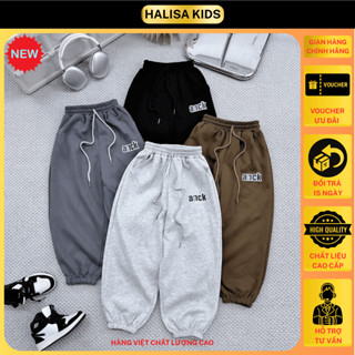  Quần nỉ cho bé trai size 17-65kg vải 2 da mềm giữ ấm tốt in chữ ANCK - HALISA KIDS 