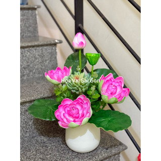 Bình hoa sen giả cắm sẵn