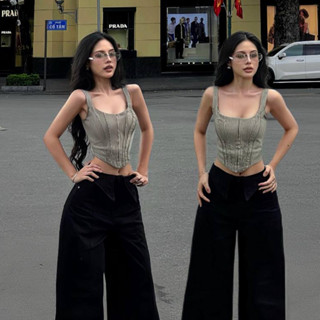   MỞ BÁN  THE FANCE |  Áo corset jean 2 dây tôn dáng RITA TOP 