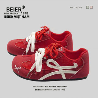 BEIER AUTH 100% Giày thể thao beier giày sneaker BEIER đỏ đậm nơ 2605