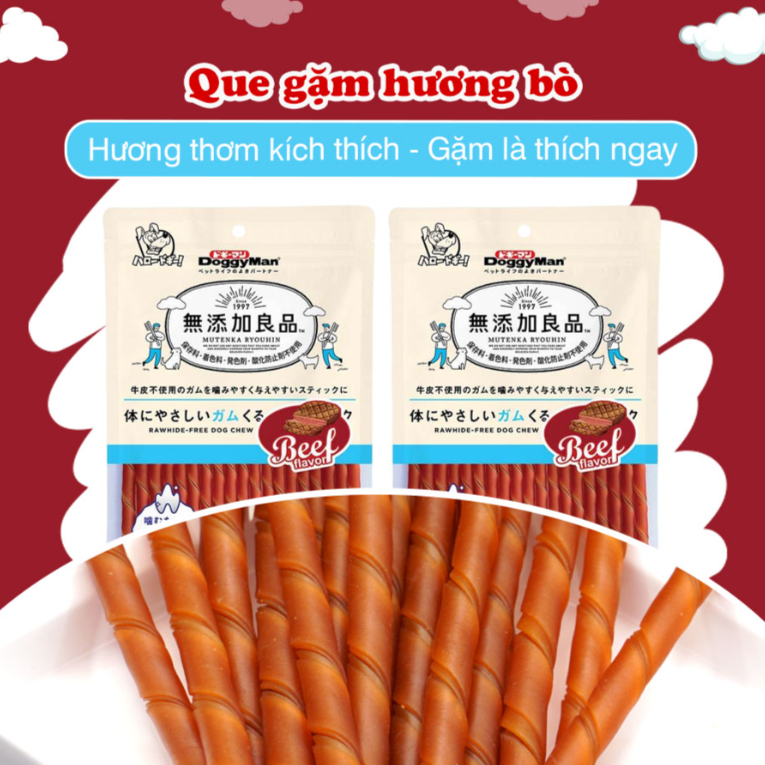 Snack Cho Chó Que Gặm Hương Bò Doggyman 120g/ Snack huấn luyện HQPET