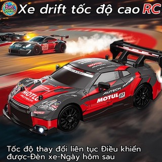  Xe điều khiển từ xa drift tốc độ cao tỉ lệ 1:24-GTR  +30km H,2 cầu,pin sạc 