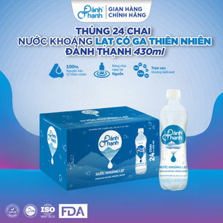 Nước khoáng lạt có ga thiên nhiên Đảnh Thạnh, bù nước, bù khoáng chất tự nhiên - Thùng 24 chai 430ml