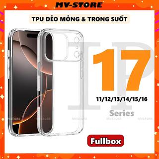 Ốp lưng điện thoại mỏng mềm dẻo trong suốt cho 17 16 15 14 13 11 Pro MAX 14 Plus 12 ProMAX phụ kiện MVSTORE