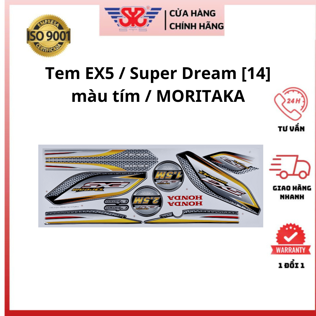 Tem EX5, Super Dream tím chính hãng MORITAKA F1451H-EX5