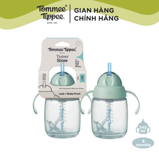Bình Tập Uống Nước Ống Hút Bi Trọng Lực, Chống Tràn, Chống Sặc Tommee Tippee Trainer Straw, 240ml,Cho Bé Từ 6 Tháng-Xanh