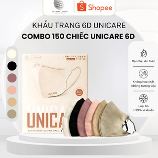 Thùng 150 chiếc khẩu trang kháng khuẩn 6D Unicare Pro Mask, quai đeo êm ái, ngăn bụi, chống tia UV
