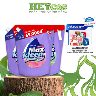 [TẶNG TÚI 600G] Nước giặt xả MaxKleen 3.8kg – Hương Huyền Diệu/Hoa Nắng/Vườn Sớm Mai - Sạch Khuẩn, Mềm Vải, Hương Thơm