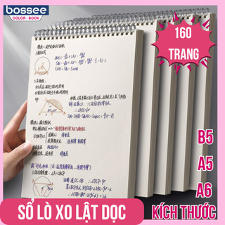  Sổ Lò Xo A5 A6 B5 160 Trang Thiết Kế Lật Dọc 180° Không Cấn Tay Vở Lò Xo Kẻ Ngang Kẻ Caro Không Kẻ 