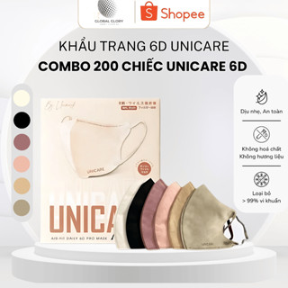 Thùng 200 Chiếc khẩu trang 6D Unicare ProMask, 3 lớp kháng khuẩn, chống tia UV, ngăn ngừa bụi mịn
