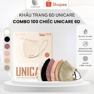 Thùng 100 chiếc khẩu trang Unicare 6D ProMask, 3 lớp kháng khuẩn, chống tia UV, ngăn ngừa bụi mịn