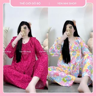  Đồ Bộ Tole Lanh Nữ L1  45-85kg  YN001 Thiết Kế Dáng Form Rộng Áo Tay Dài Quần Dài Cổ Bèo  VUI LÒNG KHÔNG TỰ Ý TĂNG SIZE  