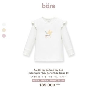  Áo dài tay cổ tròn tay bèo Bare nhiều màu thêu xù hình chim trang trí giữ ấm cho bé gái từ 8.5-15kg BST T8 