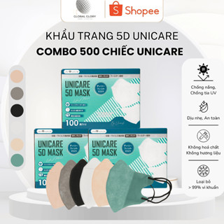 Thùng 500 chiếc khẩu trang 5D Unicare 3 lớp bảo vệ, kháng khuẩn, chống bụi mịn, bảo vệ sức khỏe