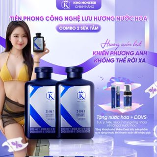 Combo 2 Sữa tắm gội nam King Monster 3 in 1 hương nước hoa cao cấp 350ml