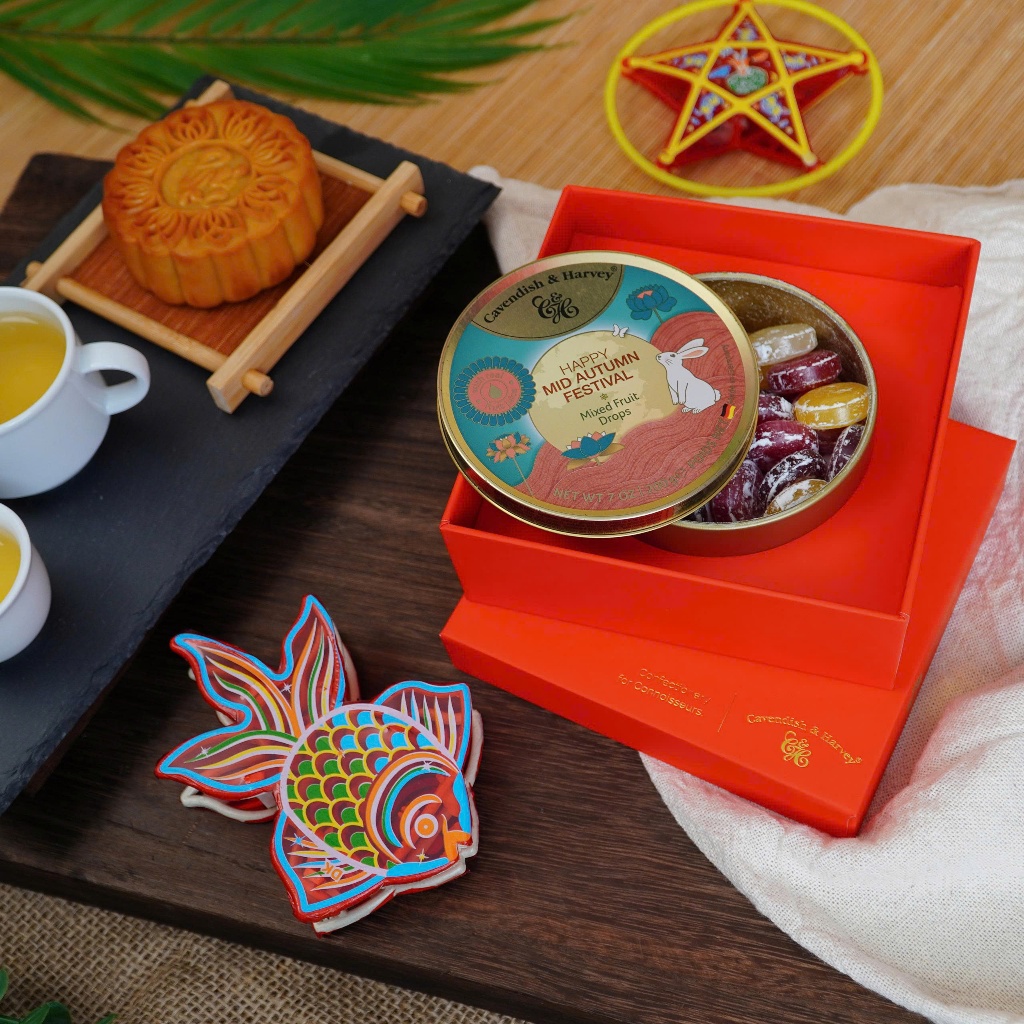 Kẹo Cavendish & Harvey Trung Thu bao gồm hộp đỏ - Happy Mid Autumn Festival - Mixed Fruit Drop 200g
