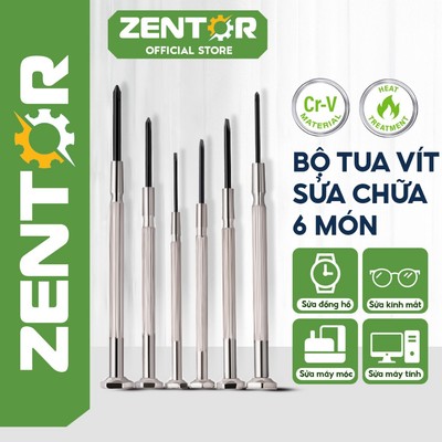Bộ tua vít 6 món Zentor Bộ tuốc nơ vít chất liệu thép chuyên sửa chữa đồng hồ, kính mắt, linh kiện điện tử