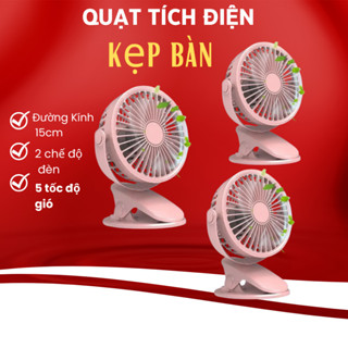  Chiếc Quạt Tích Điện Kẹp Bàn Mini Fan 15cm Kèm Dây Sạc Điện Thoại TypeC  5000MHA 