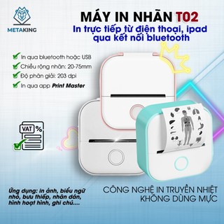 Máy In Nhiệt Nhỏ Gọn, Dễ Thương Aimo T02 - In hình ảnh, ghi chú học tập... Kết Nối Bluetooth Cho Điện Thoại Android IOS