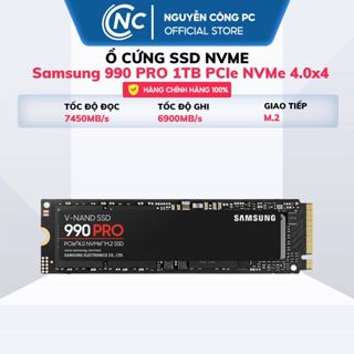 Ổ cứng SSD Samsung 990 PRO 1TB PCIe NVMe 4.0x4 (Đọc 7450MB/s - Ghi 6900MB/s) - (MZ-V9P1T0BW) - Chính hãng - BH 60 tháng