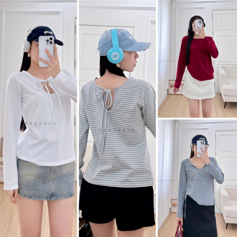 Áo Thun Tay Dài Có Dây Mặc Được Nhiều Kiểu Đa Phong Cách Genz26 | BigBuy360 - bigbuy360.vn