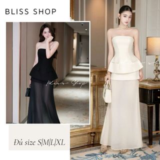  Set Áo Quây Cúp Ngực Dáng Corset Phối Chân Váy Dáng Dài Tơ Sang Chảnh Thời Trang Nữ Bliss Shop - S521 
