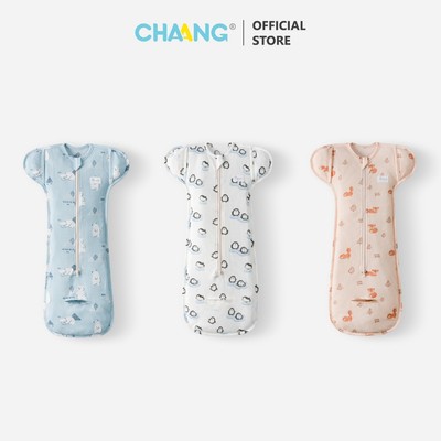 [CHAANG 3-7KG] Nhộng chũn khóa kéo 2 đầu cho bé sơ sinh chất liệu cotton bo gân thu đông
