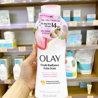  Sữa Tắm Olay Tươi Mát Dài Lâu Với Dâu Trắng Và Bạc Hà 650ml 