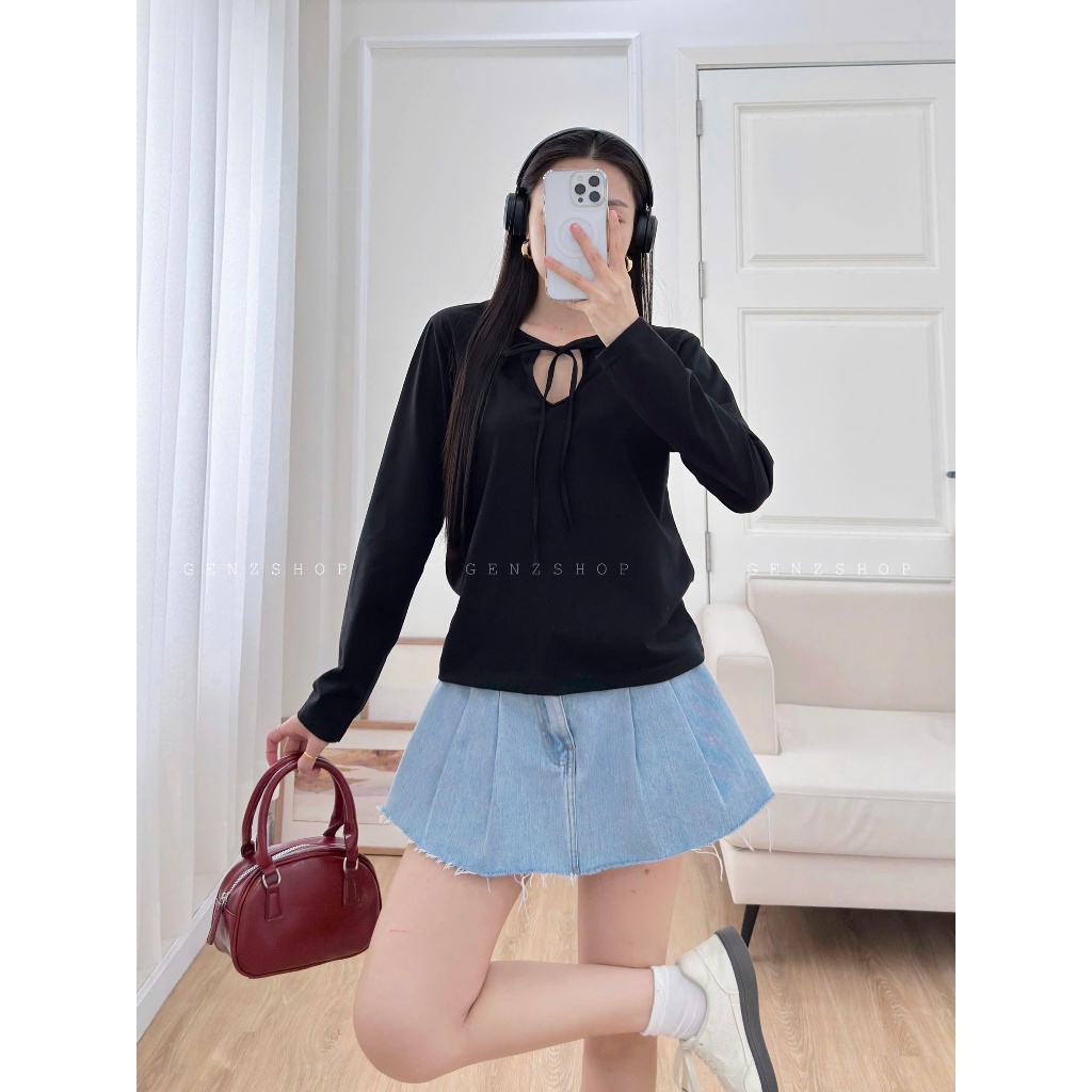 Áo Thun Tay Dài Có Dây Mặc Được Nhiều Kiểu Đa Phong Cách Genz26 | BigBuy360 - bigbuy360.vn