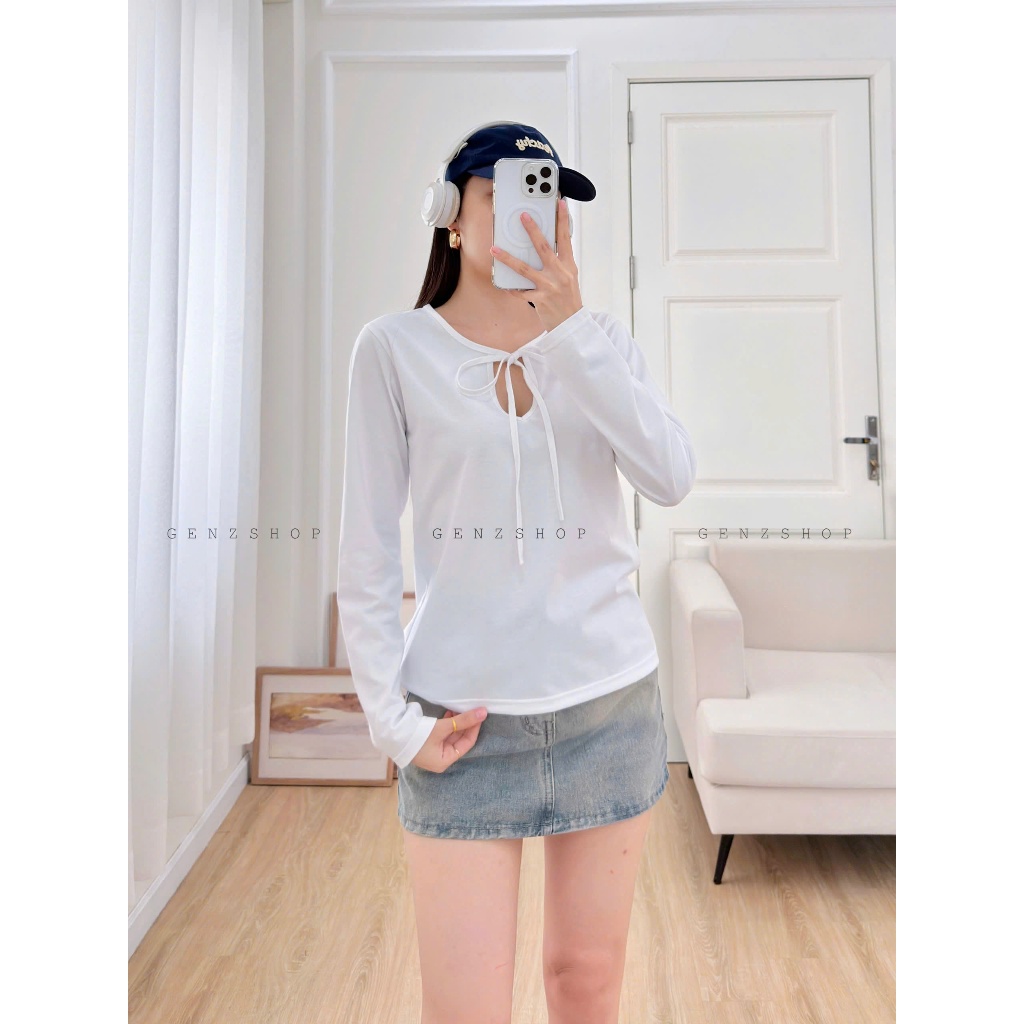 Áo Thun Tay Dài Có Dây Mặc Được Nhiều Kiểu Đa Phong Cách Genz26 | BigBuy360 - bigbuy360.vn