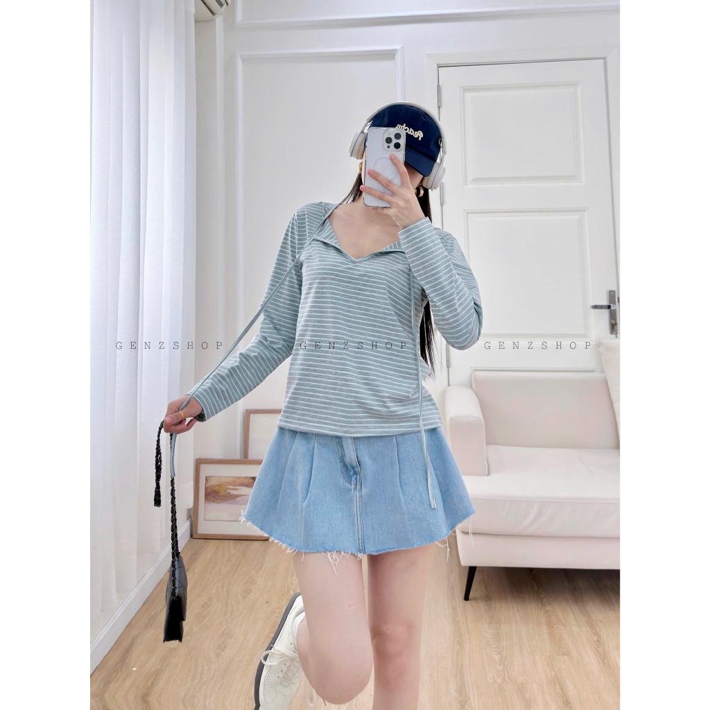 Áo Thun Tay Dài Có Dây Mặc Được Nhiều Kiểu Đa Phong Cách Genz26 | BigBuy360 - bigbuy360.vn