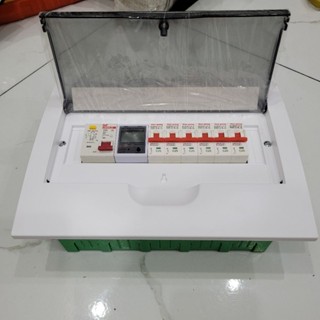 Bộ tủ Áptomat gia đình C40 , đồng hồ đo công suất tiêu thụ điện và 6 át tép - Tủ điện gia đình chống giật , chập cháy