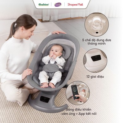 Nôi Điện Mastela 3D Xoay 360° Có Nhạc Ru Ngủ, 5 Chế Độ Đung Đưa Cho Bé, Màn Che Muỗi Tiện Lợi 30723/30725/30726