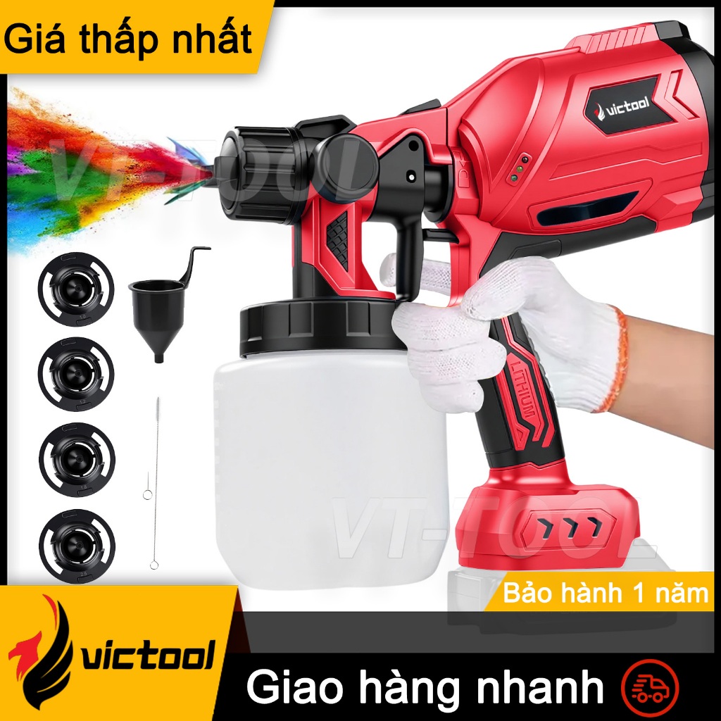 Máy phun sơn cầm tay 800W,Súng Phun Sơn Cầm Tay 3 Chế Độ,Tặng 4 Đầu Phun,Súng Phun Sơn Điện,Dùng Cho