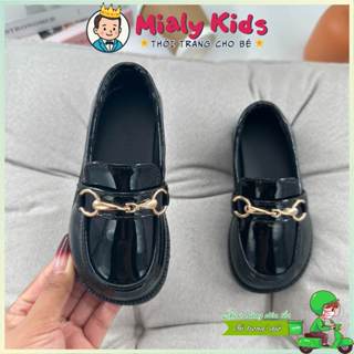  Giày Tây bé trai Giày Lười da bóng Giày Mọi kết hợp đế gai cao su chống trượt tốt và êm chân 