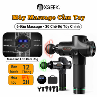 Máy Massage Cầm Tay EM009 CÁT Á Cao Cấp 6 đầu trị liệu 30 chế độ rung, massage gun cầm tay giãn cơ toàn thân