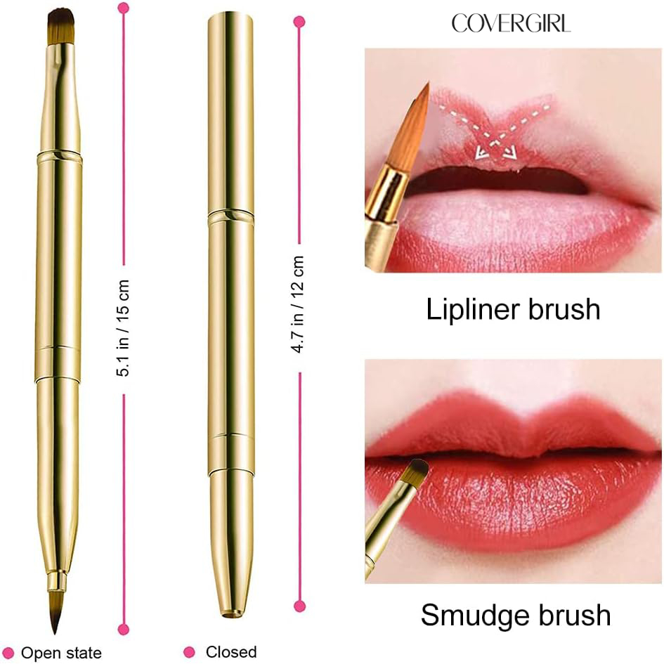Cọ trang điểm thân kim loại hai đầu dùng cho tán son môi, tán kem che khuyết điểm COVERGIRL
