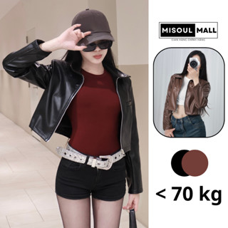  Áo Khoác Da Cao Cấp Dài Tay 2 Lớp Dáng Croptop Có Khoá Kéo BigSize Misoul Mall Áo Khoác Da Cao Cấp Nữ Bền Đẹp 344 - 485 