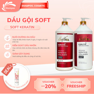 Cặp Dầu Gội Xả Collagen Keratin SOFT 2000ML Giảm Rụng Tóc, Kích Mọc Tóc, Phục Hồi Tóc Hư Tổn