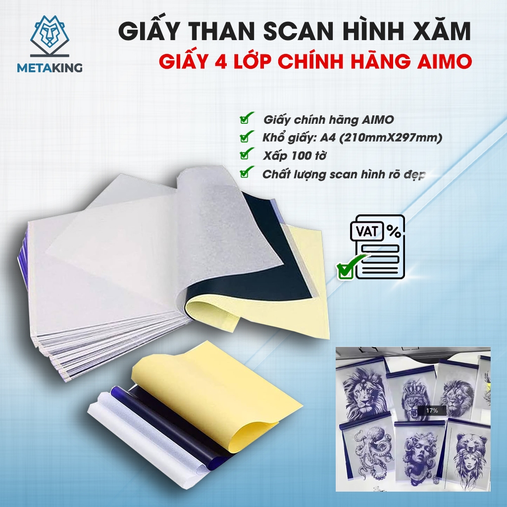 Giấy Than Scan Hình Xăm (tattoo) - Giấy Scan Cao Cấp 4 Lớp - Dùng Cho Máy In Nhiệt M08F-M08E-WS [GIẤ