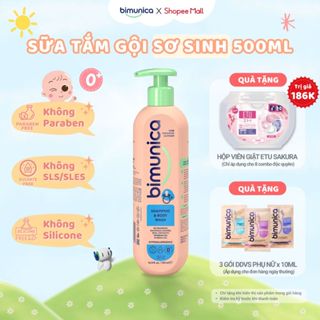 Sữa Tắm Gội 2in1 Dành Cho Bé Sơ Sinh và Trẻ Nhỏ Cao Cấp BIMUNICA Chai 500ml