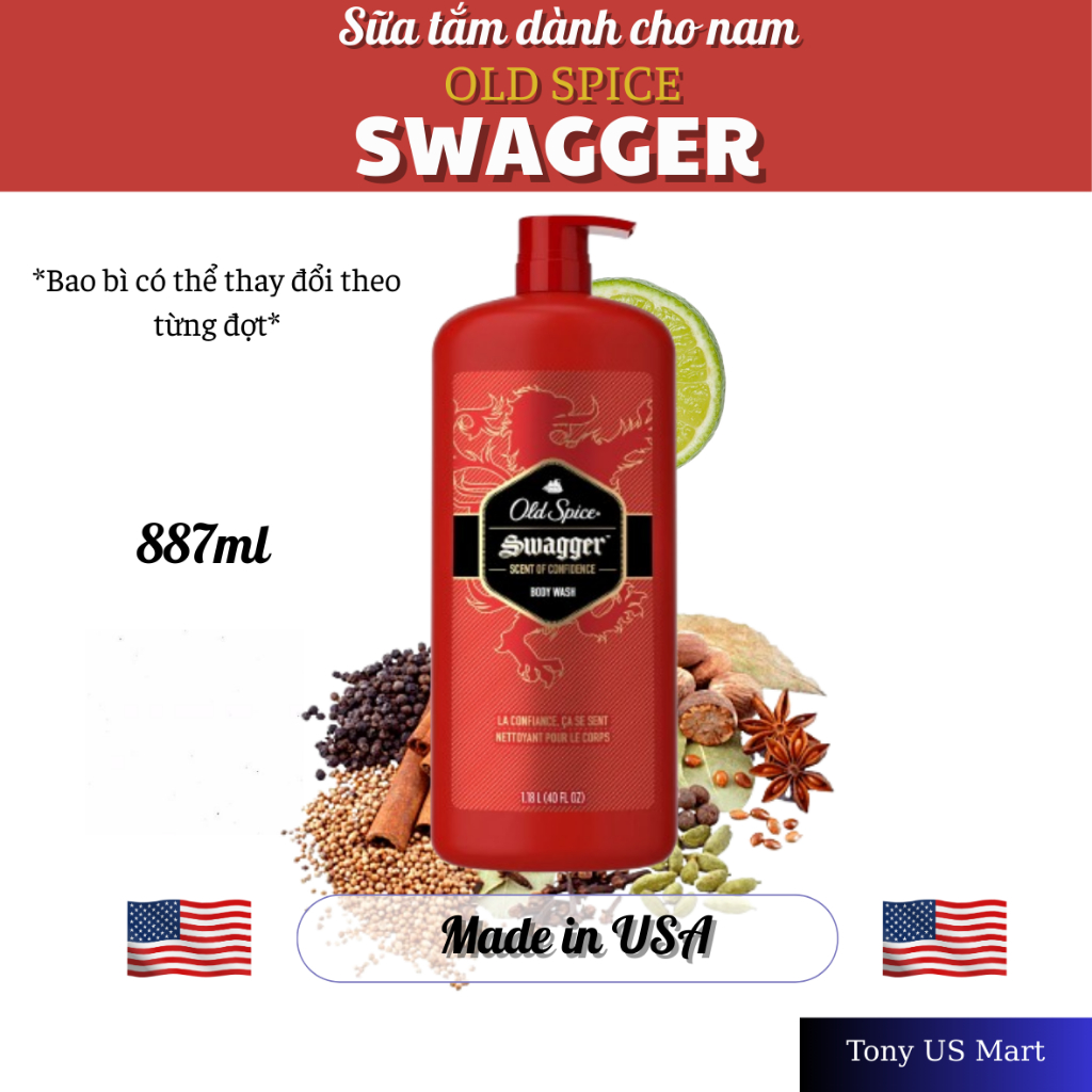 Sữa Tắm Old Spice Swagger Body Wash 887ml Hương Thơm Nam Tính Của Mỹ - Tony US Mart