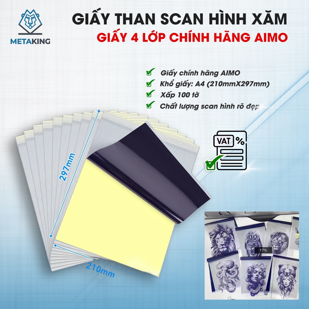 Giấy Than Scan Hình Xăm (tattoo) - Giấy Scan 4 Lớp - Dùng Cho Máy In Nhiệt M08F-M08E-WS [GIẤY CHÍNH 