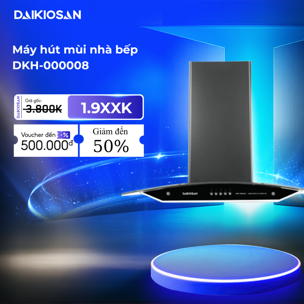 Máy Hút Mùi Nhà Bếp Daikiosan DKH000008 Lọc Và Khử Mùi Bằng Than Hoạt Tính