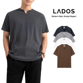 Áo Thun cổ tròn xẻ V ngắn tay Nam LADOS-9214 Chất thun gân cao cấp, co giãn mềm mịn, phong cách trẻ trung