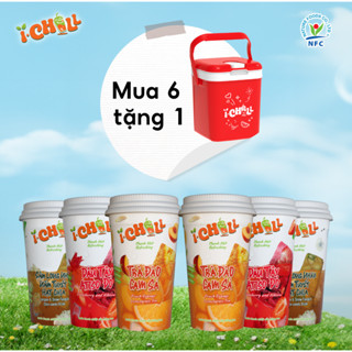 [Combo6 MIX] 2 iChill Sâm Long Nhãn Nấm Tuyết +2 iChill Dâu Tây Atiso Đỏ+ 2 iChill Trà Đào Cam Sả topping trái cây tươi