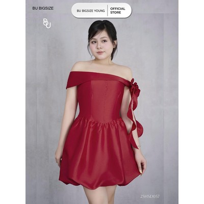 Đầm trễ vai đính nơ BIGSIZE (55kg đến 95kg) – 25HSD057  - [BU Bigsize Young]