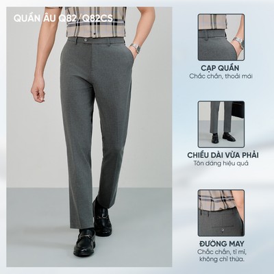 Quần Âu Nam Cao Cấp Q82 - Thiết Kế Ống Đứng Lịch Lãm Phối Áo Sơ Mi Sơ Vin Chuẩn Đẹp