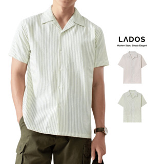 Áo Sơ Mi Nam Cổ Vest cuban shirt LADOS-8181 Chất Sọc Nhăn Form regular fit trẻ trung dễ phối đồ